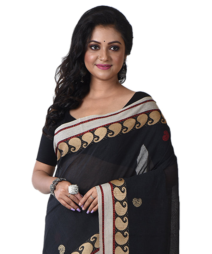 Black handloom shantipuri cotton saree