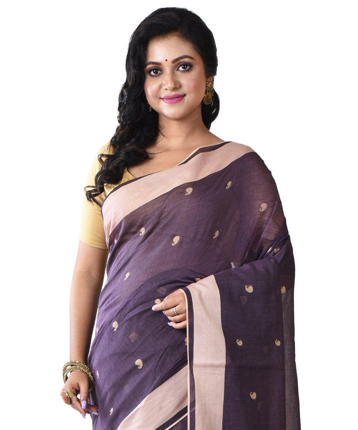 Purple shantipuri handloom cotton saree