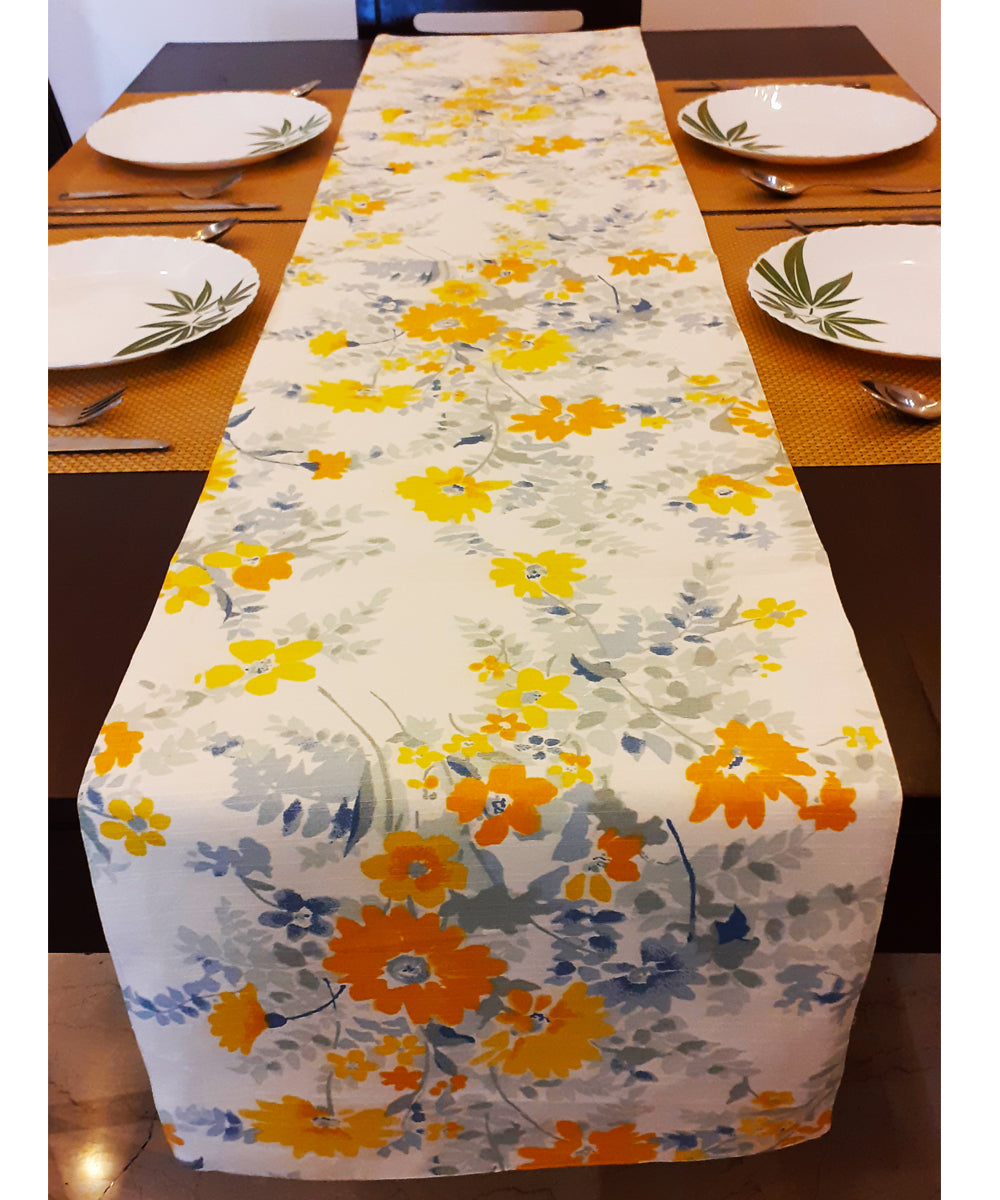 Floral cotton table runner