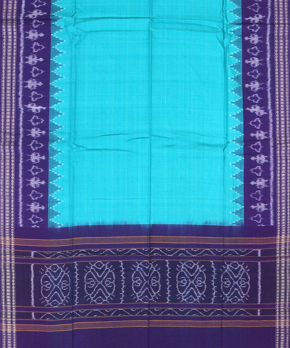 Fluorescent blue jacarta handwoven cotton sambalpuri dress material