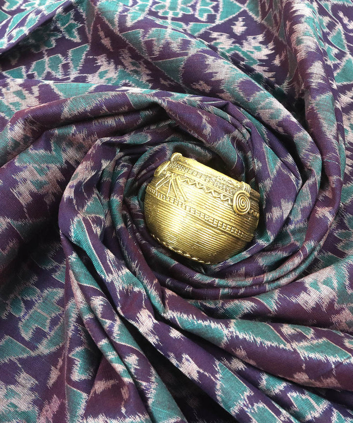 Fluorescent blue jacarta handwoven cotton sambalpuri dress material