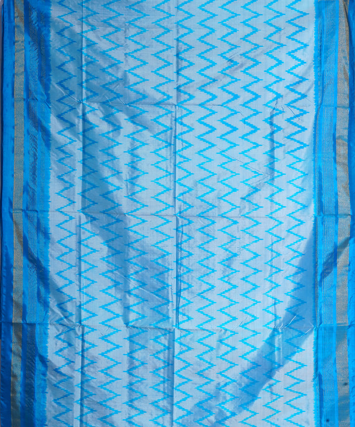 Sky blue blue handwoven pochampally ikat silk saree