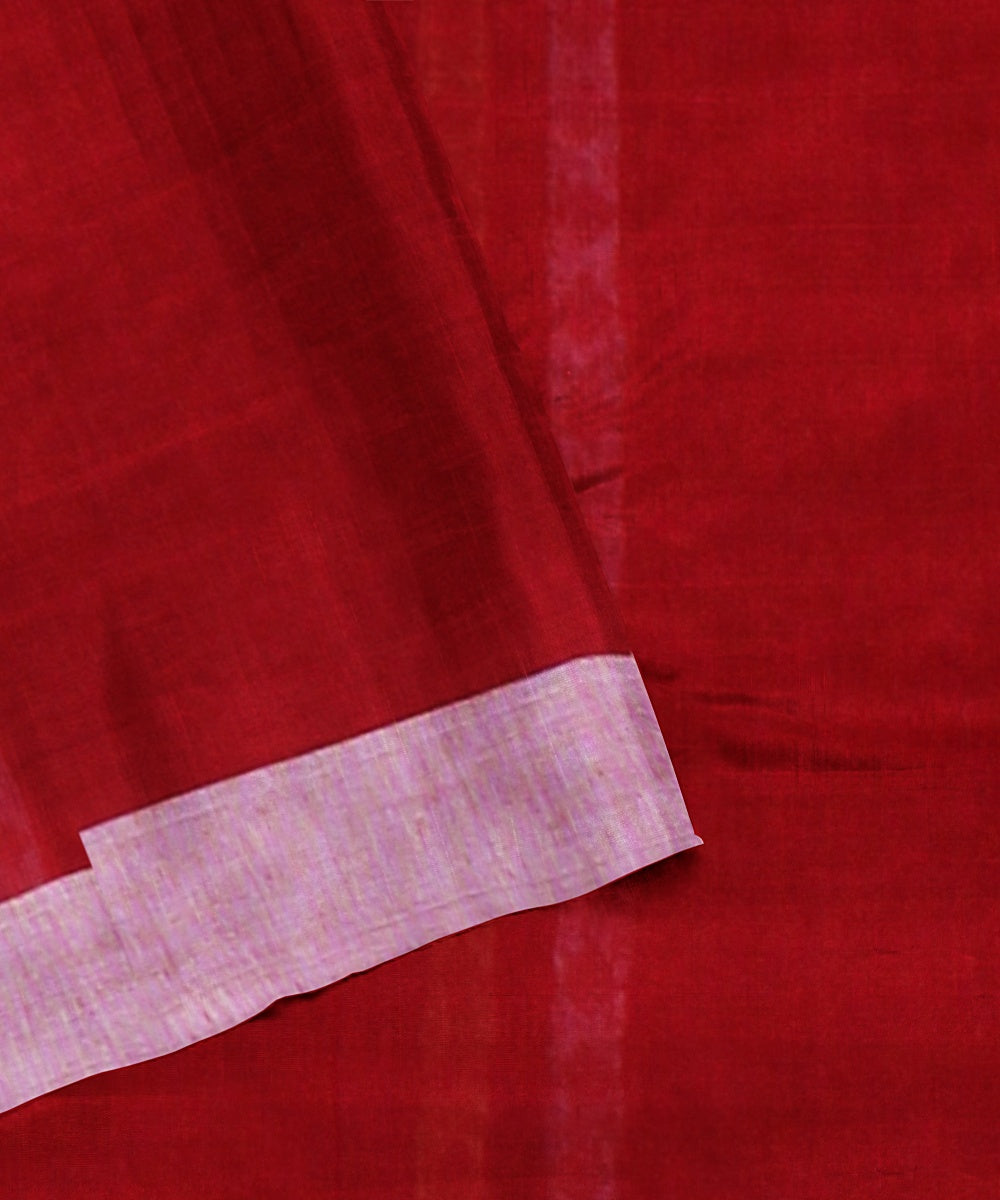 Red offwhite handloom cotton bengal saree