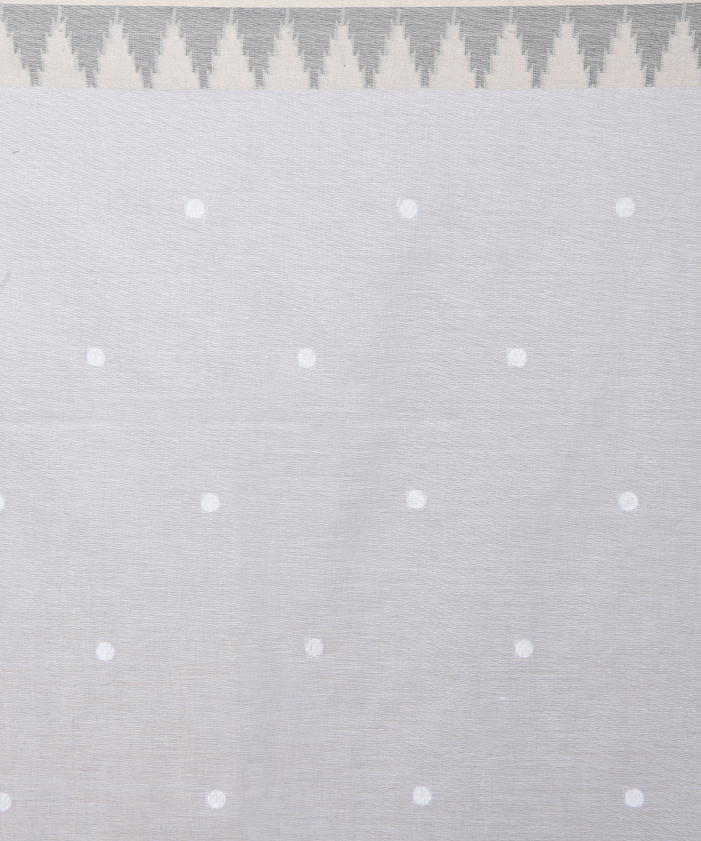 Sea green white cotton handwoven jamdani saree