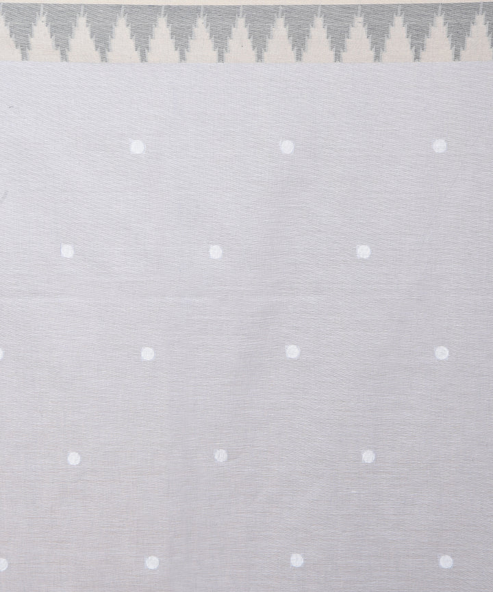 Sea green white cotton handwoven jamdani saree