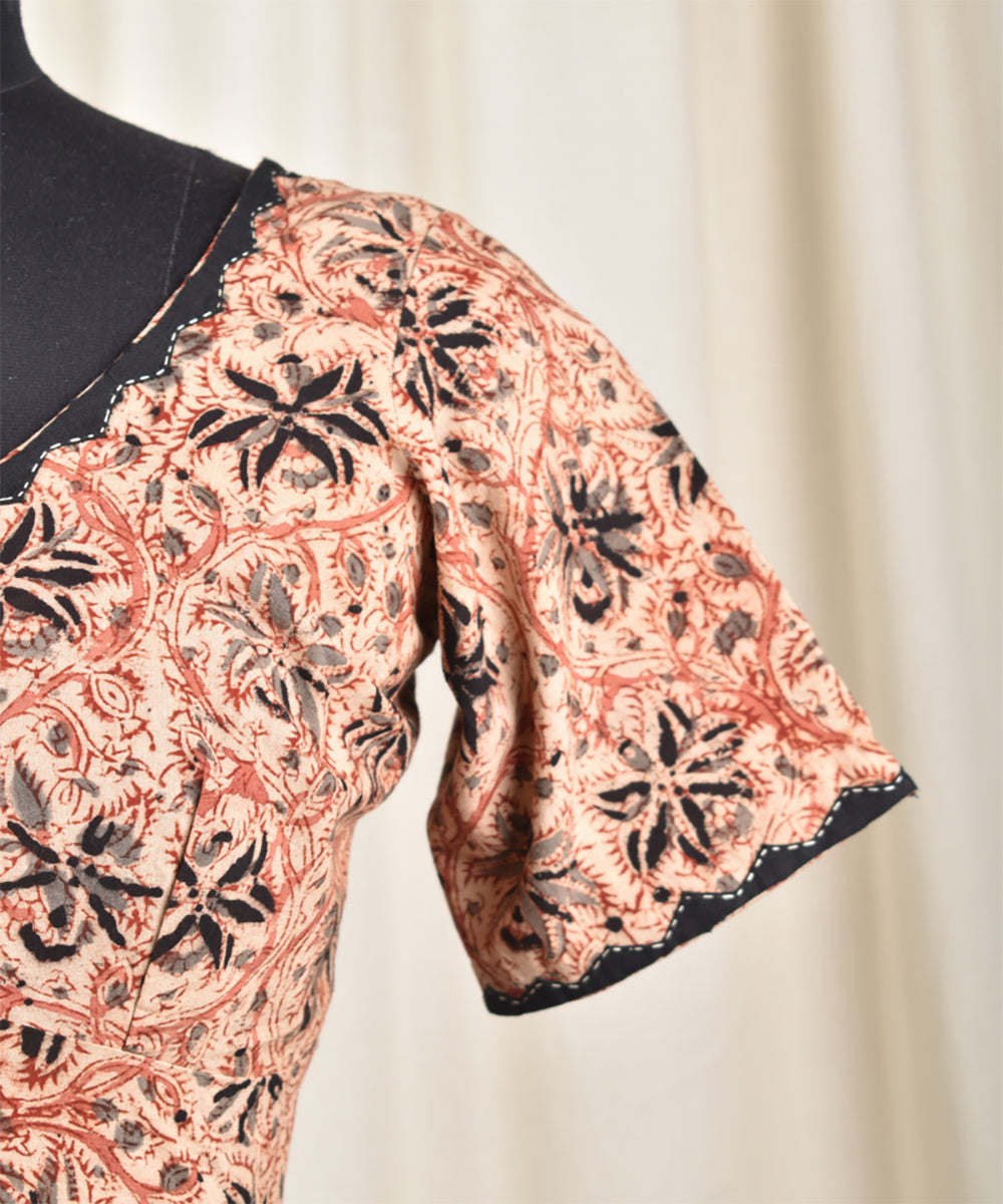 Brown handwoven kalamkari embroidered blouse