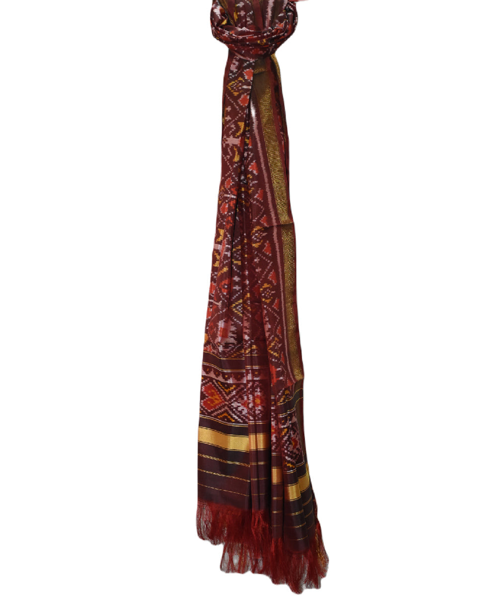 Maroon red handloom silk patola dupatta