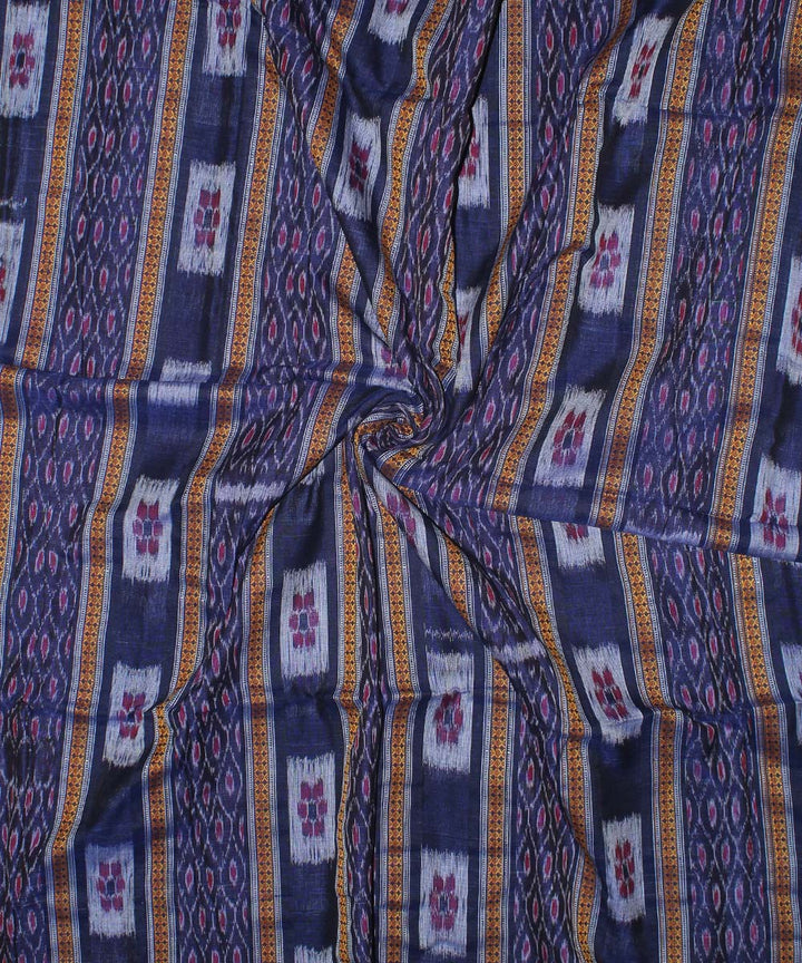 Navy blue handwoven cotton nuapatna fabric