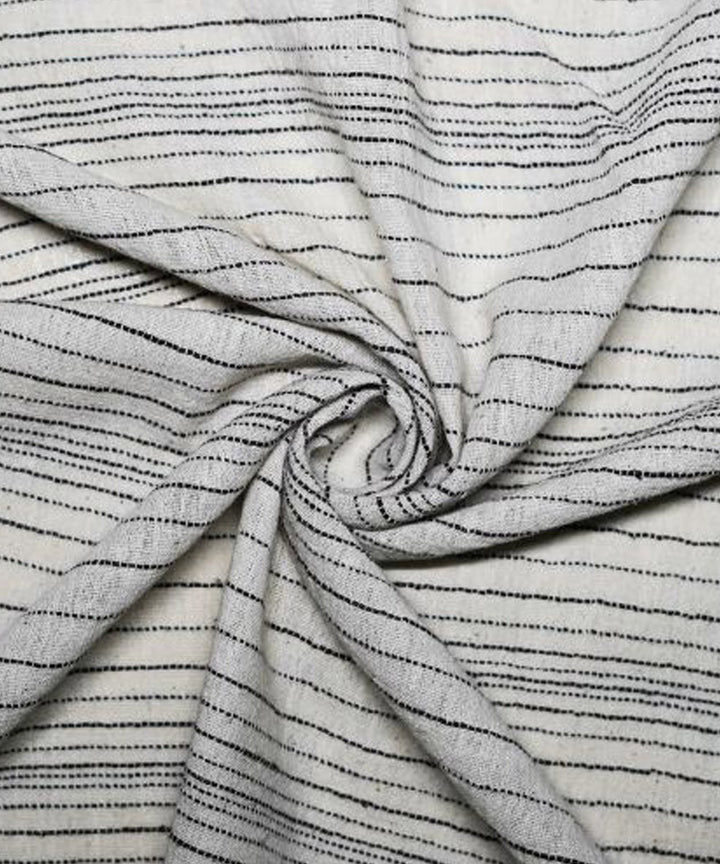 Grey horizontal stripe cream handwoven cotton kala cotton fabric