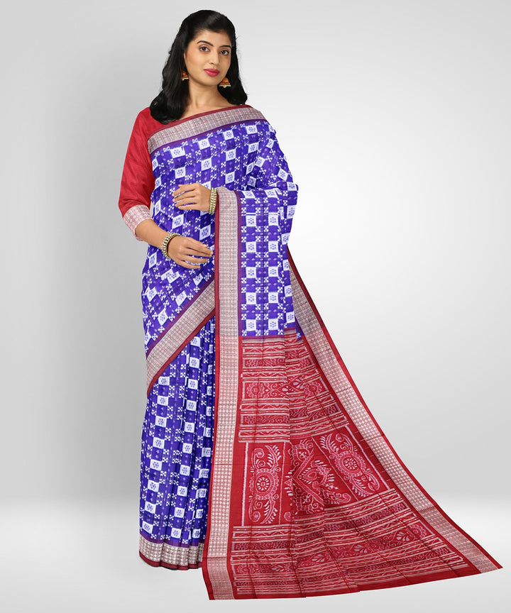 Ocean blue silk handwoven sambalpuri saree
