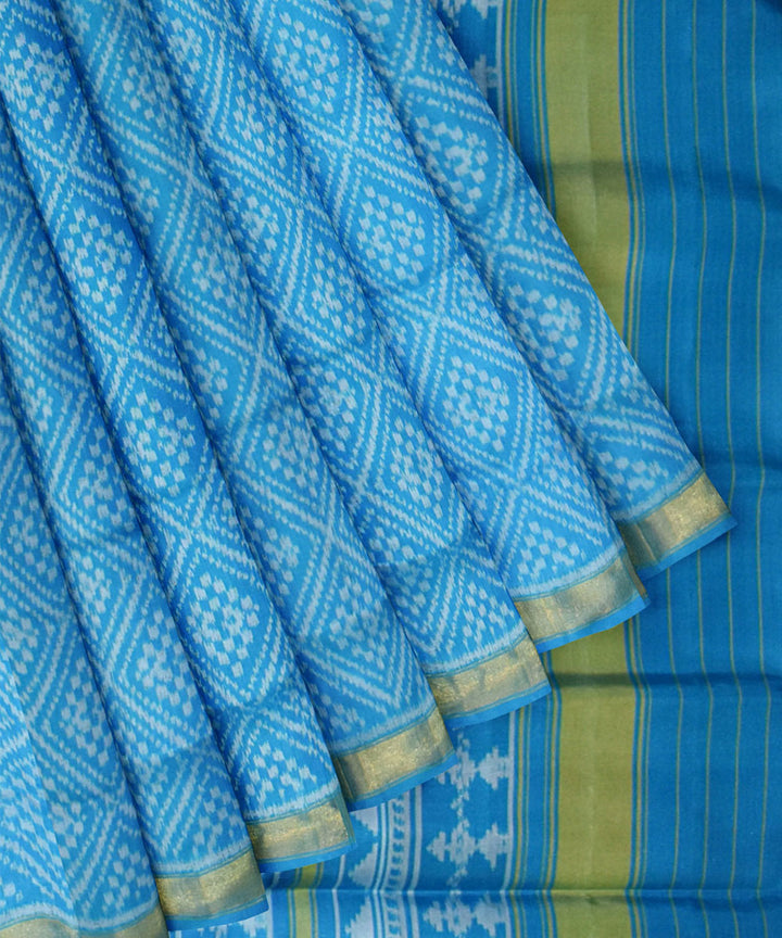Turquoise silk handloom patola saree