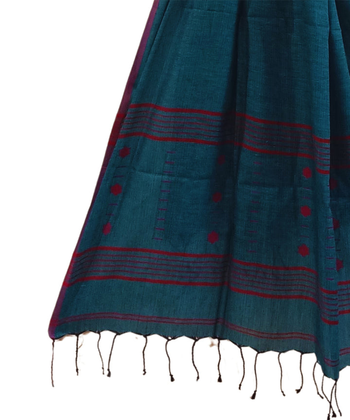 Navy blue red handwoven cotton jamdanistole