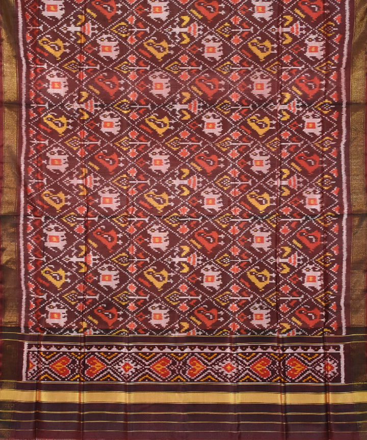 Maroon red handloom silk patola dupatta