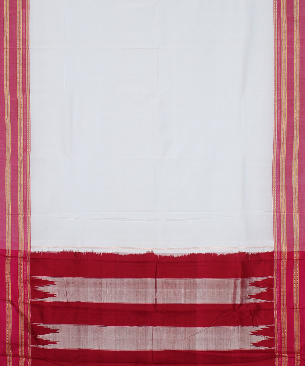 White pink gayatri handloom ilkal cotton saree
