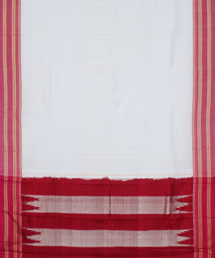 White pink gayatri handloom ilkal cotton saree