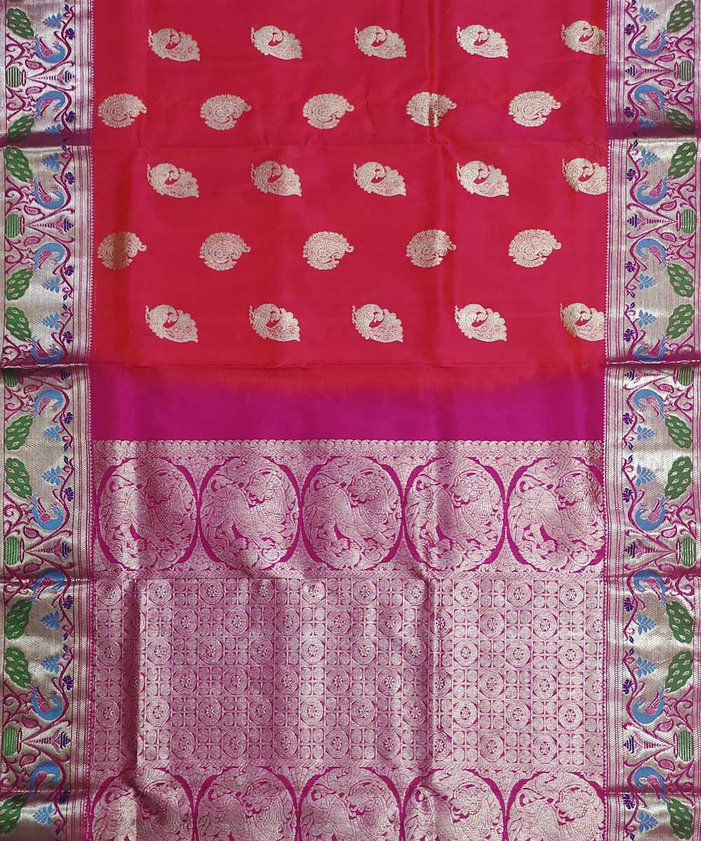 Pink magenta silk handloom venkatagiri saree
