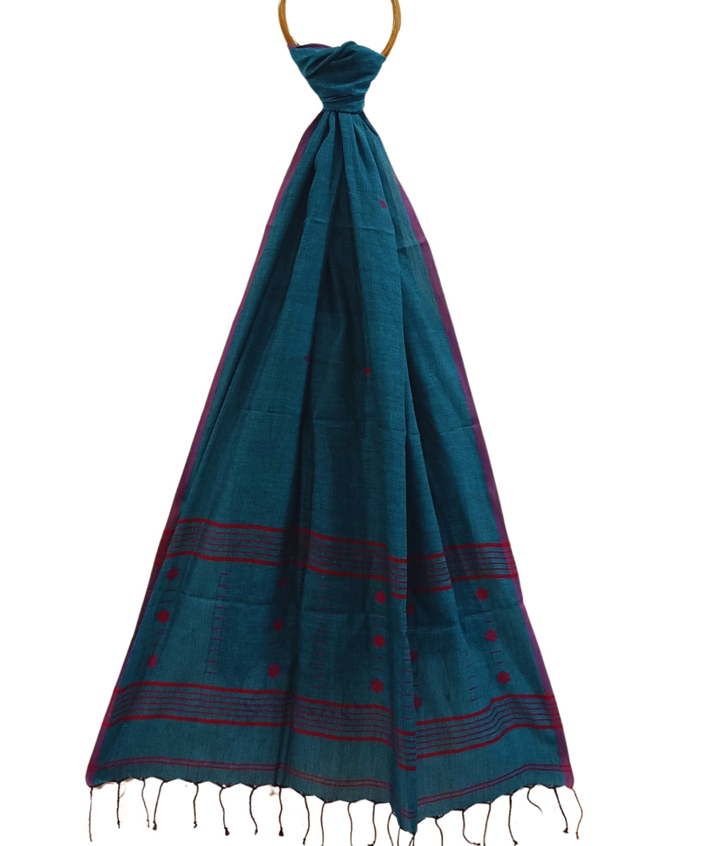 Navy blue red handwoven cotton jamdanistole