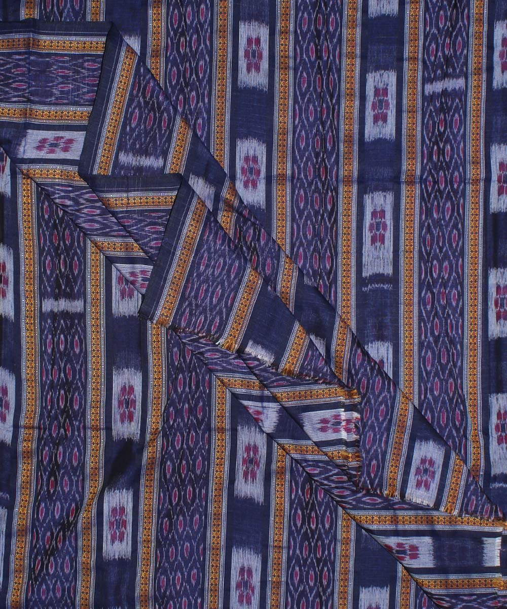 Navy blue handwoven cotton nuapatna fabric