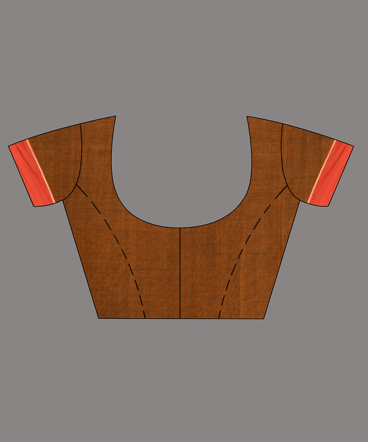 Mustard red handloom cotton bengal saree