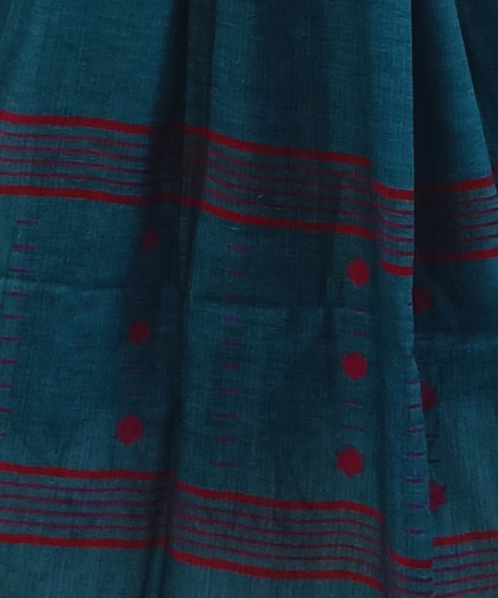 Navy blue red handwoven cotton jamdanistole