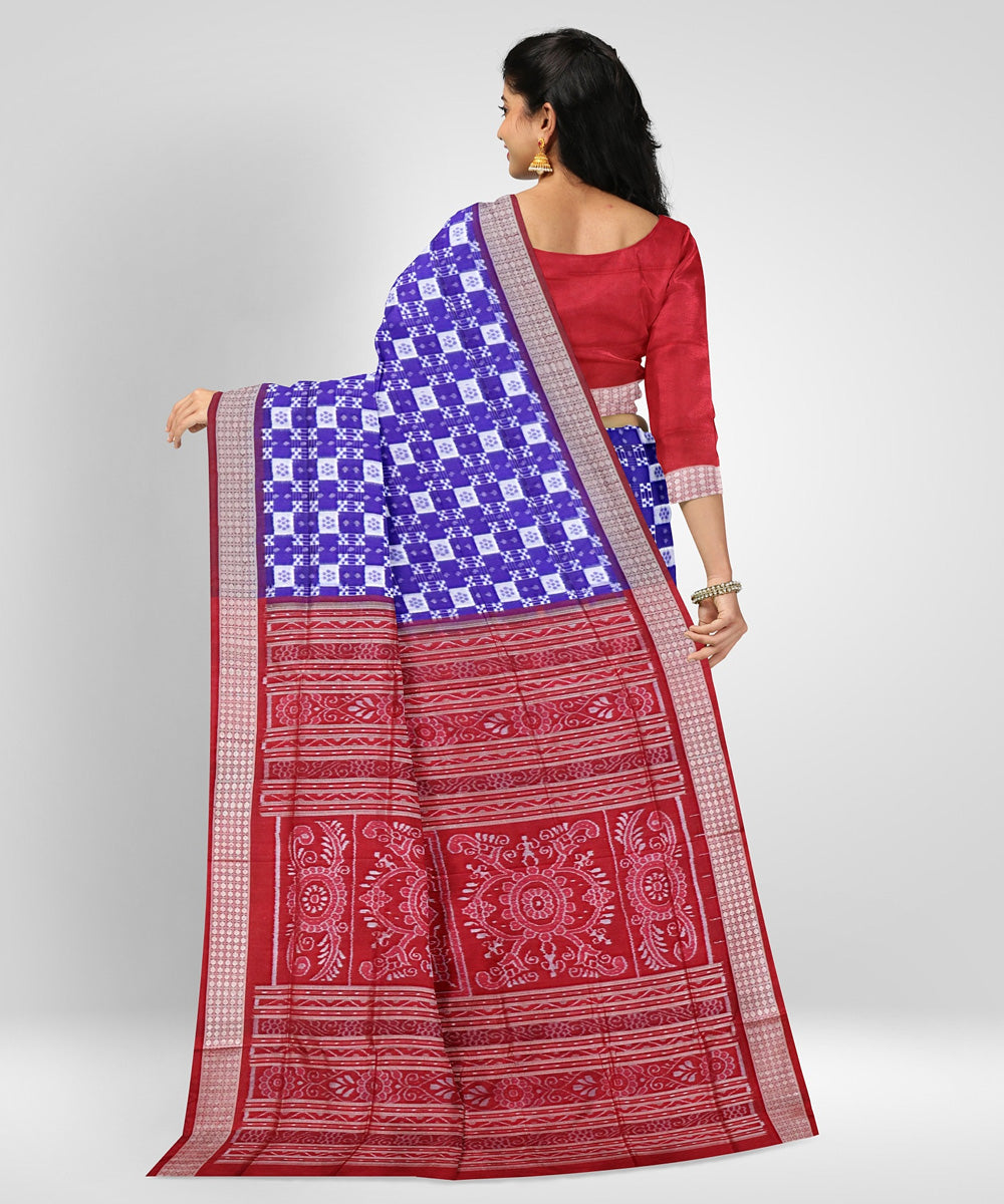 Ocean blue silk handwoven sambalpuri saree