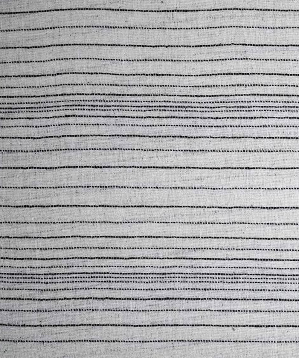 Grey horizontal stripe cream handwoven cotton kala cotton fabric