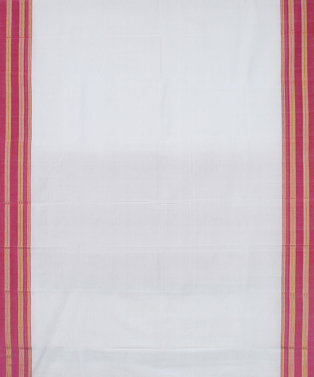 White pink gayatri handloom ilkal cotton saree