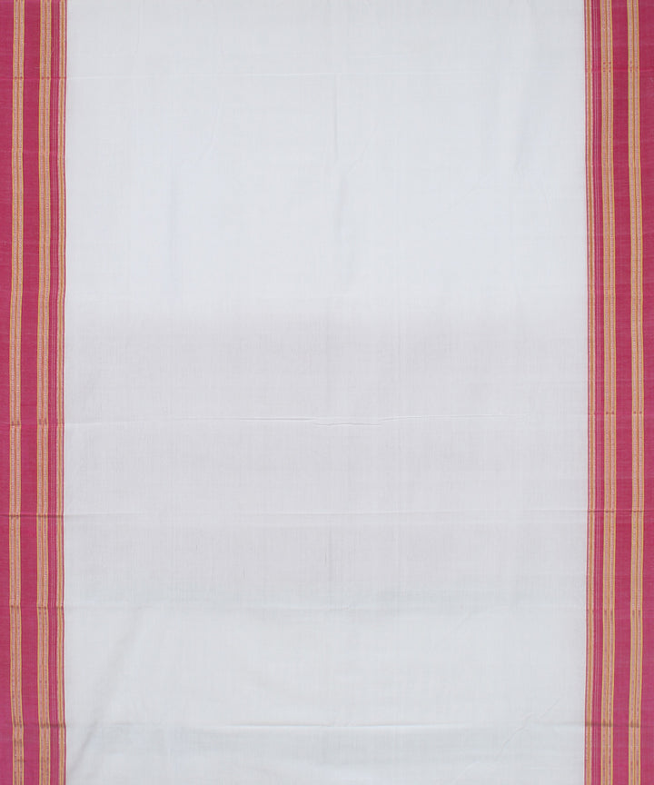 White pink gayatri handloom ilkal cotton saree