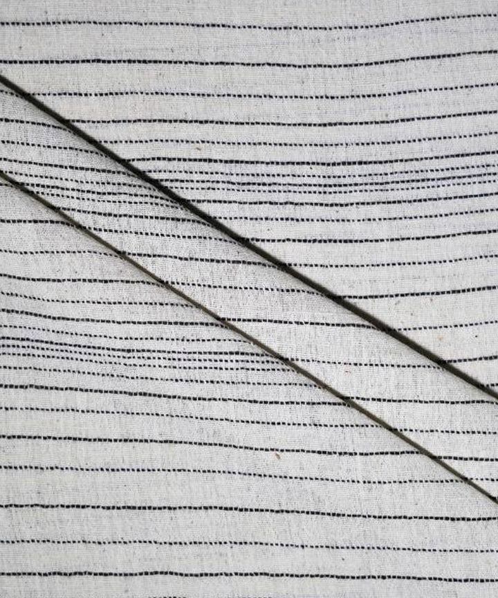 Grey horizontal stripe cream handwoven cotton kala cotton fabric