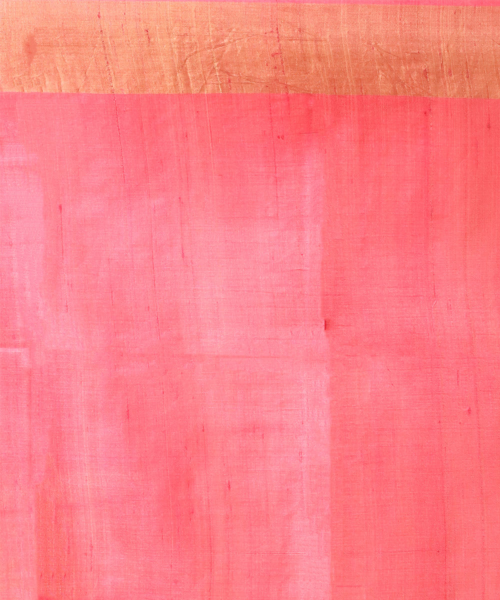 Grey pink chhattisgarh hand block printed tussar silk saree