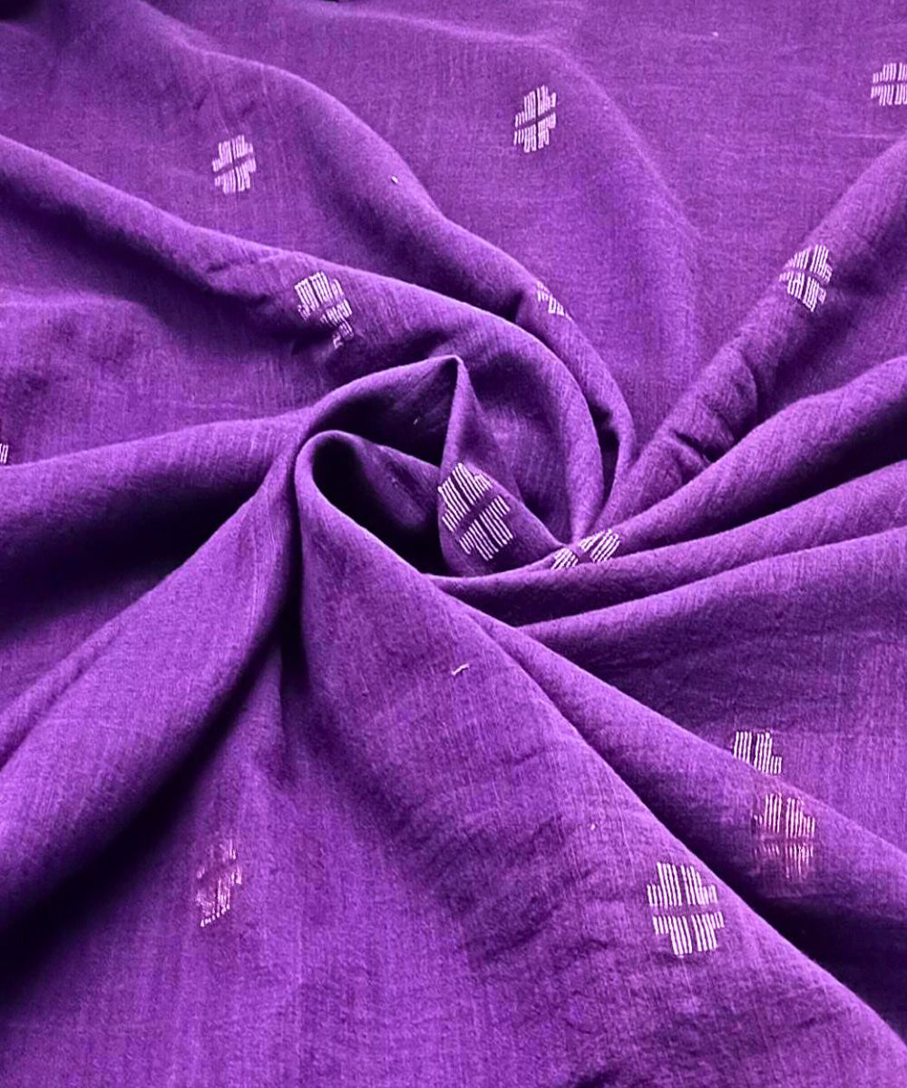 Violet white handwoven cotton jamdani fabric