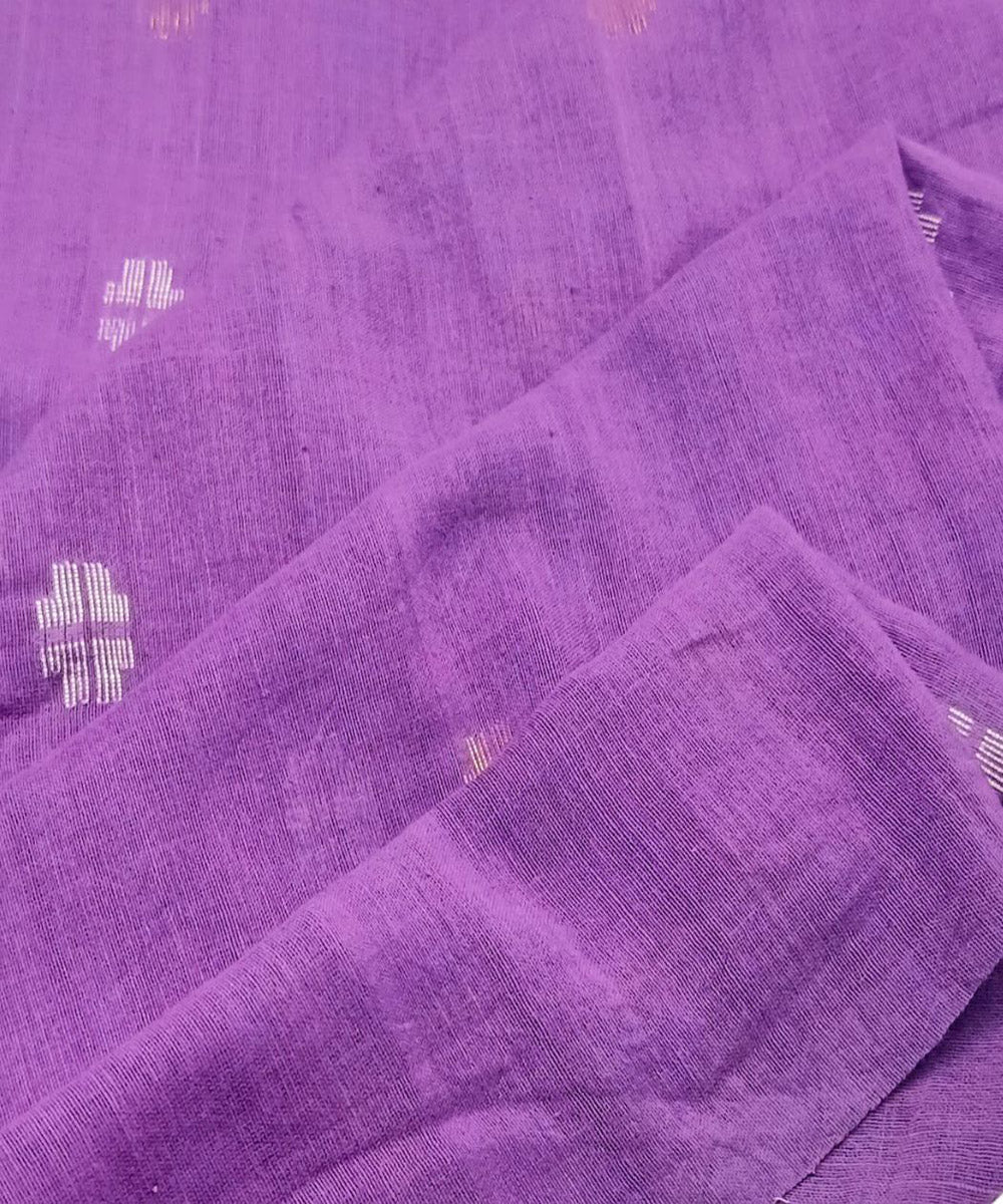 Violet white handwoven cotton jamdani fabric