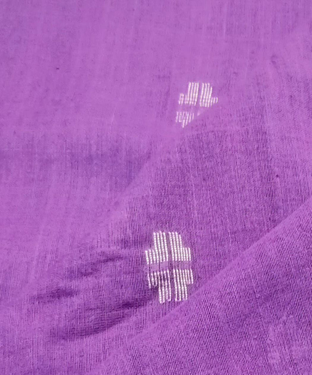 Violet white handwoven cotton jamdani fabric