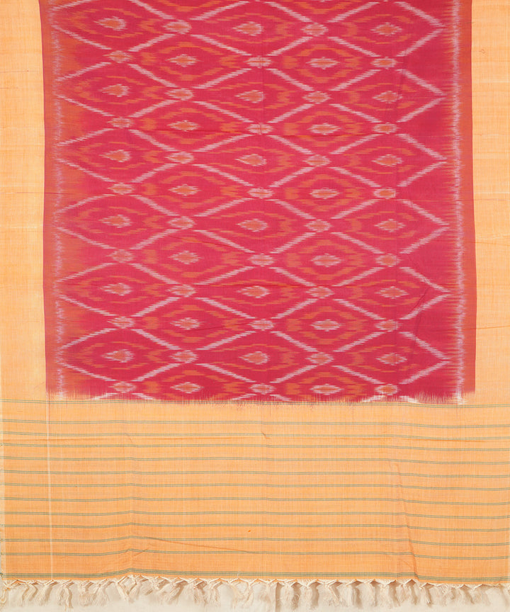 3pc Yellow red handwoven cotton pochampally ikat dress material