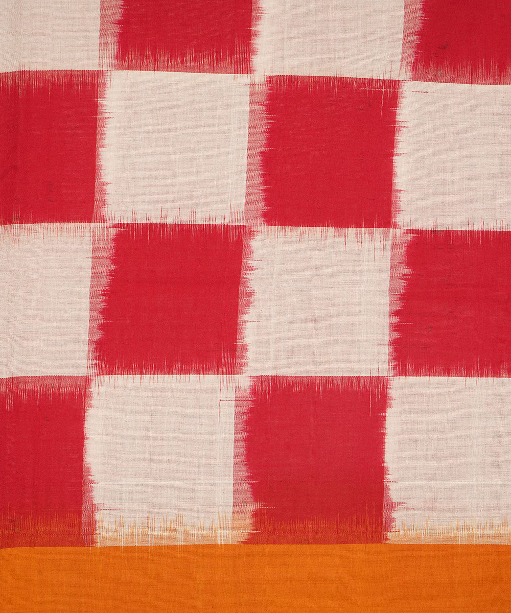 Red white handwoven cotton pochampally ikat dupatta