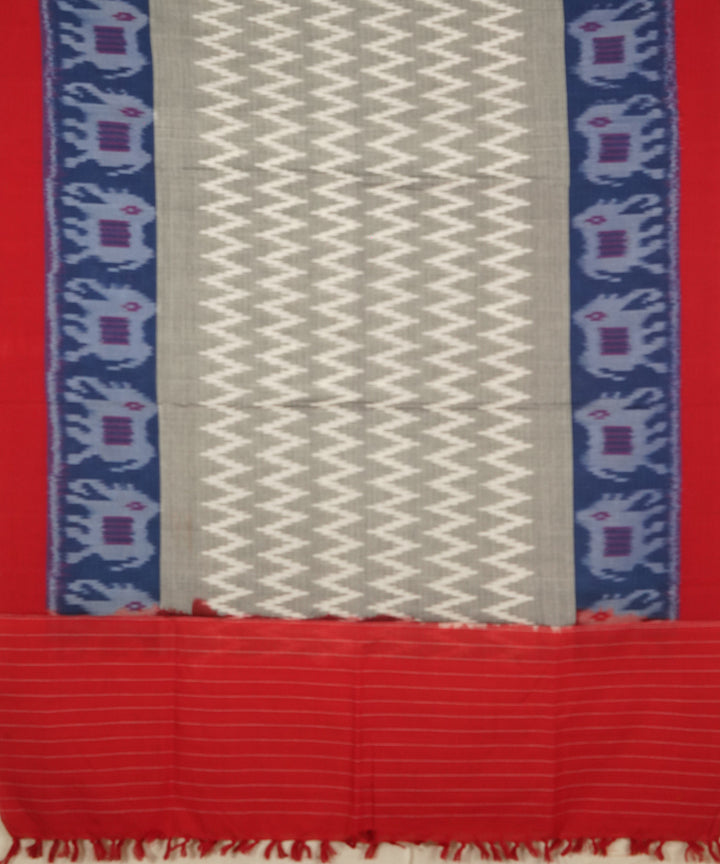 3 pc Red grey handloom cotton pochampally ikat dress material