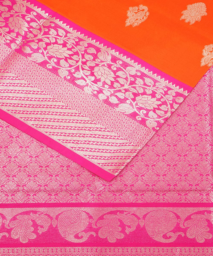 Orange pink silk handloom venkatagiri saree