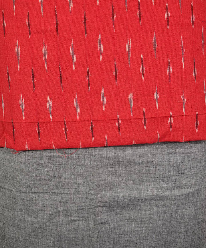 3 pc Red grey handloom cotton pochampally ikat dress material