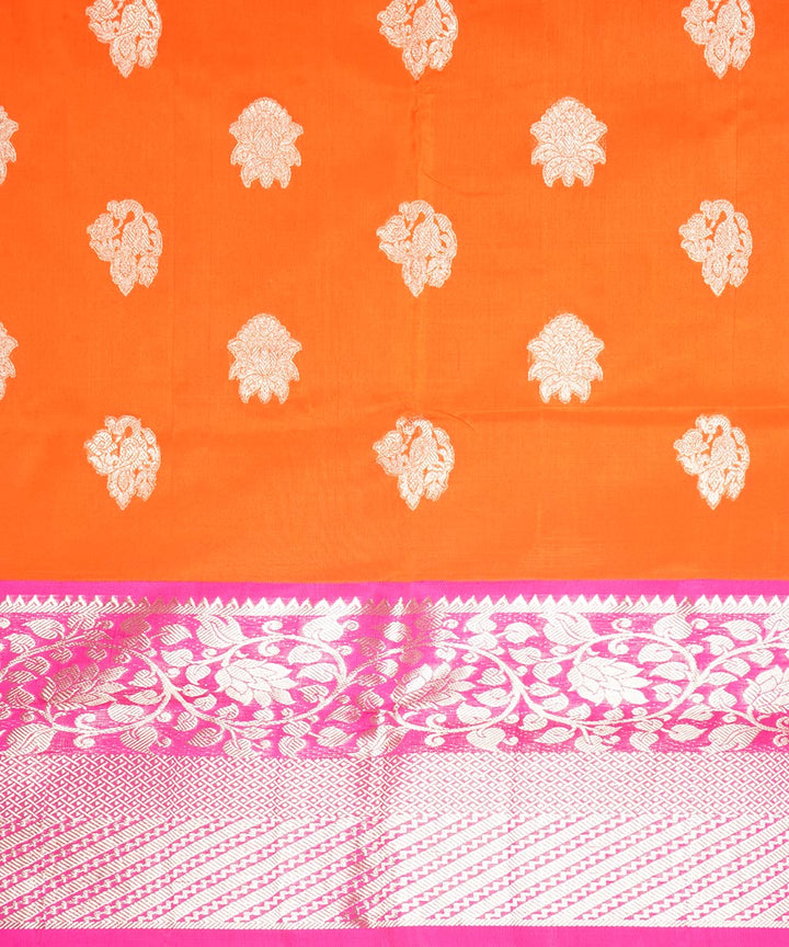 Orange pink silk handloom venkatagiri saree