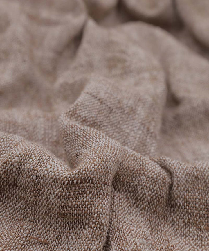 Brown white handspun handwoven kala cotton fabric