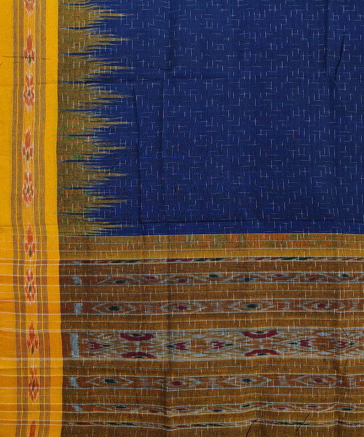 Navy blue yellow handwoven cotton sambalpuri saree