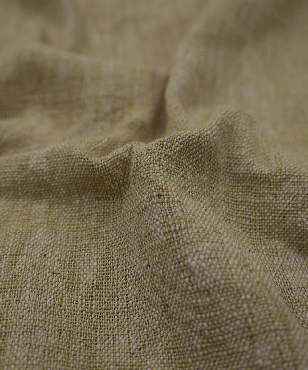 Yellow white handspun handwoven kala cotton fabric