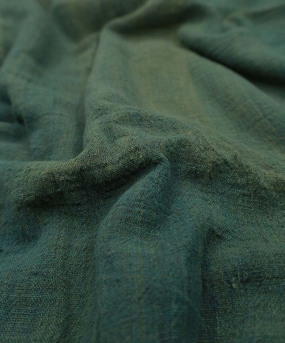 Green yellow handwoven kala cotton fabric