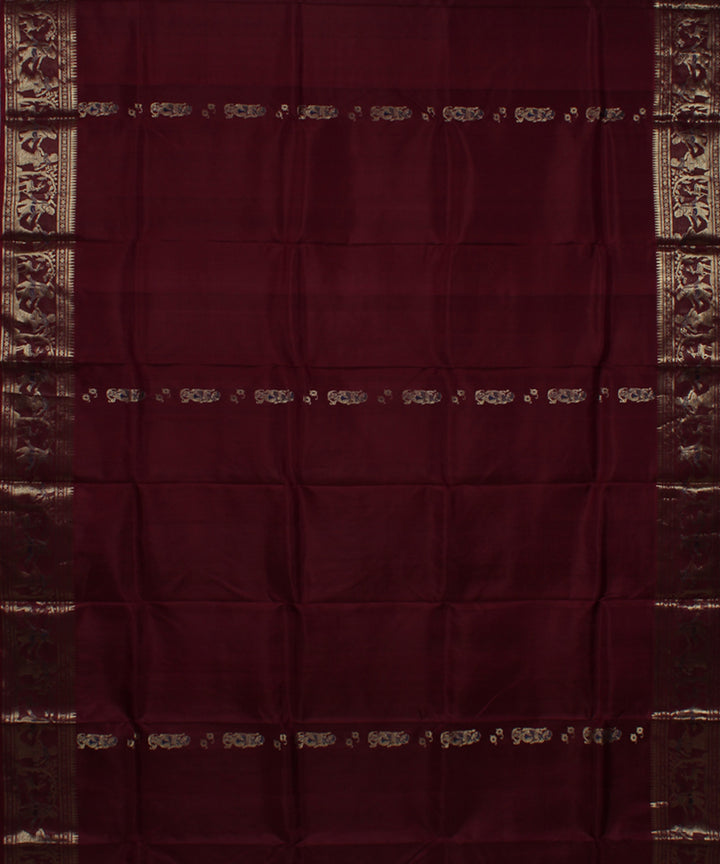 Chocolate maroon handwoven swarnachari baluchari silk saree