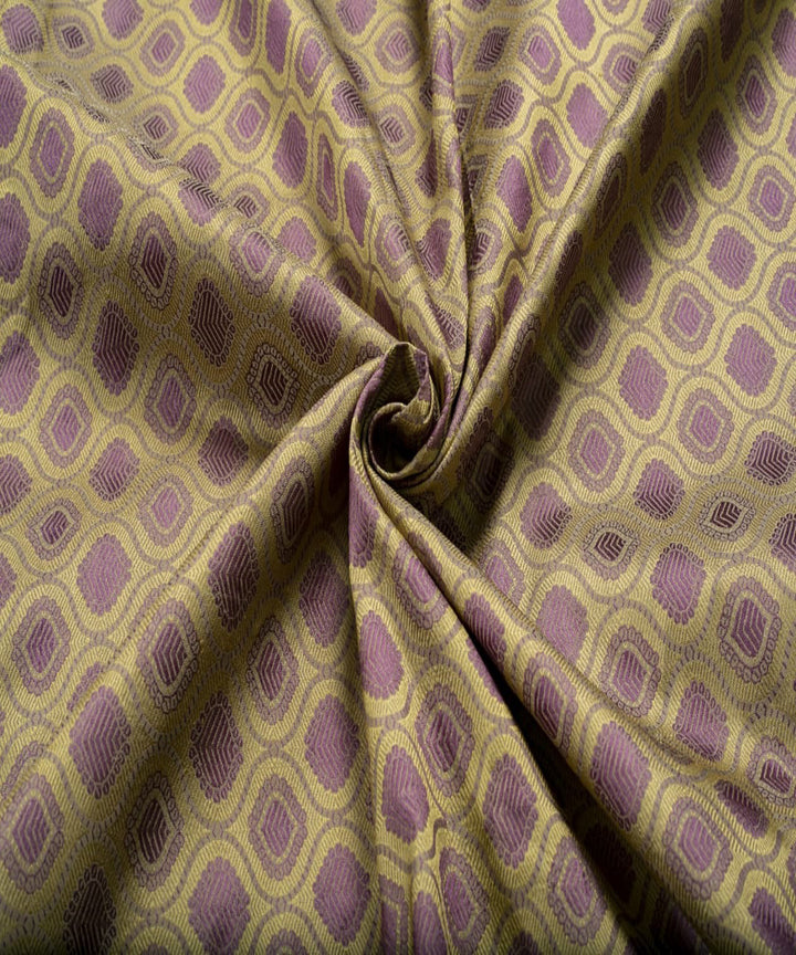 Yellow purple handloom banarasi silk fabric