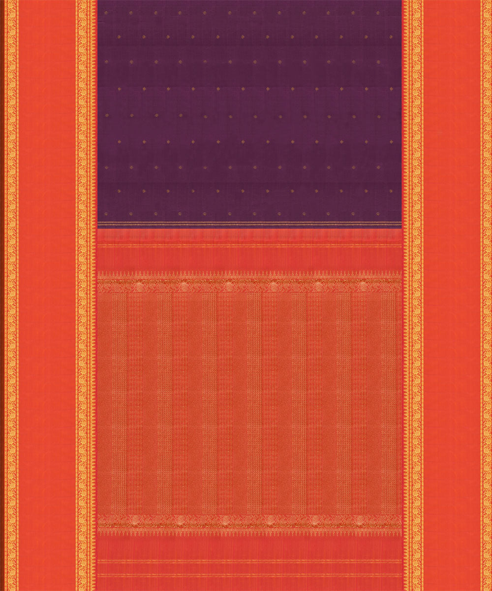 Purple with orange handwoven kanjivaram silk saree