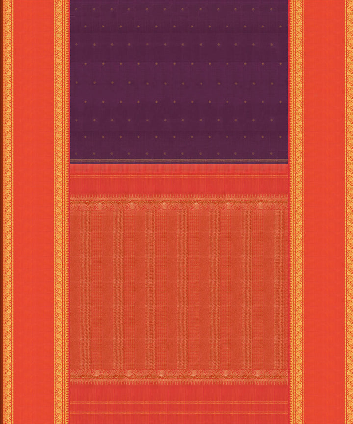 Purple with orange handwoven kanjivaram silk saree