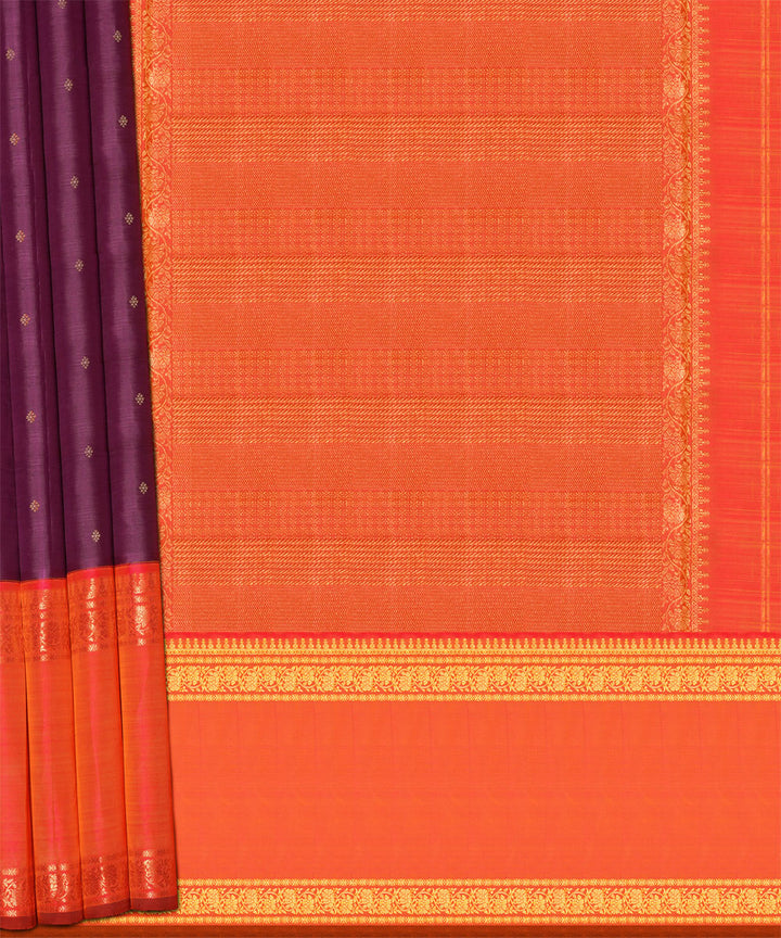 Purple with orange handwoven kanjivaram silk saree