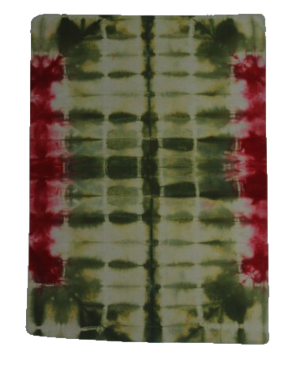 Dark green red cotton handloom tie dye table mat