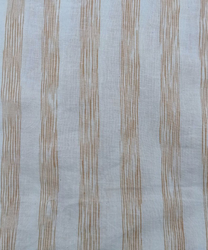 White beige stripes handloom bengal cotton fabric